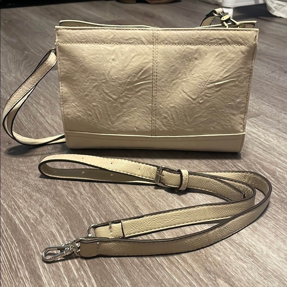 Bueno Cream Crossbody Bag with Textured Design
